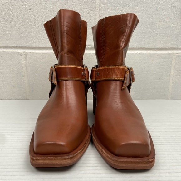 NWOB Free People We The Free Briggs Crop Rider Leather Harness Ankle Boots Brown - Picture 5 of 6